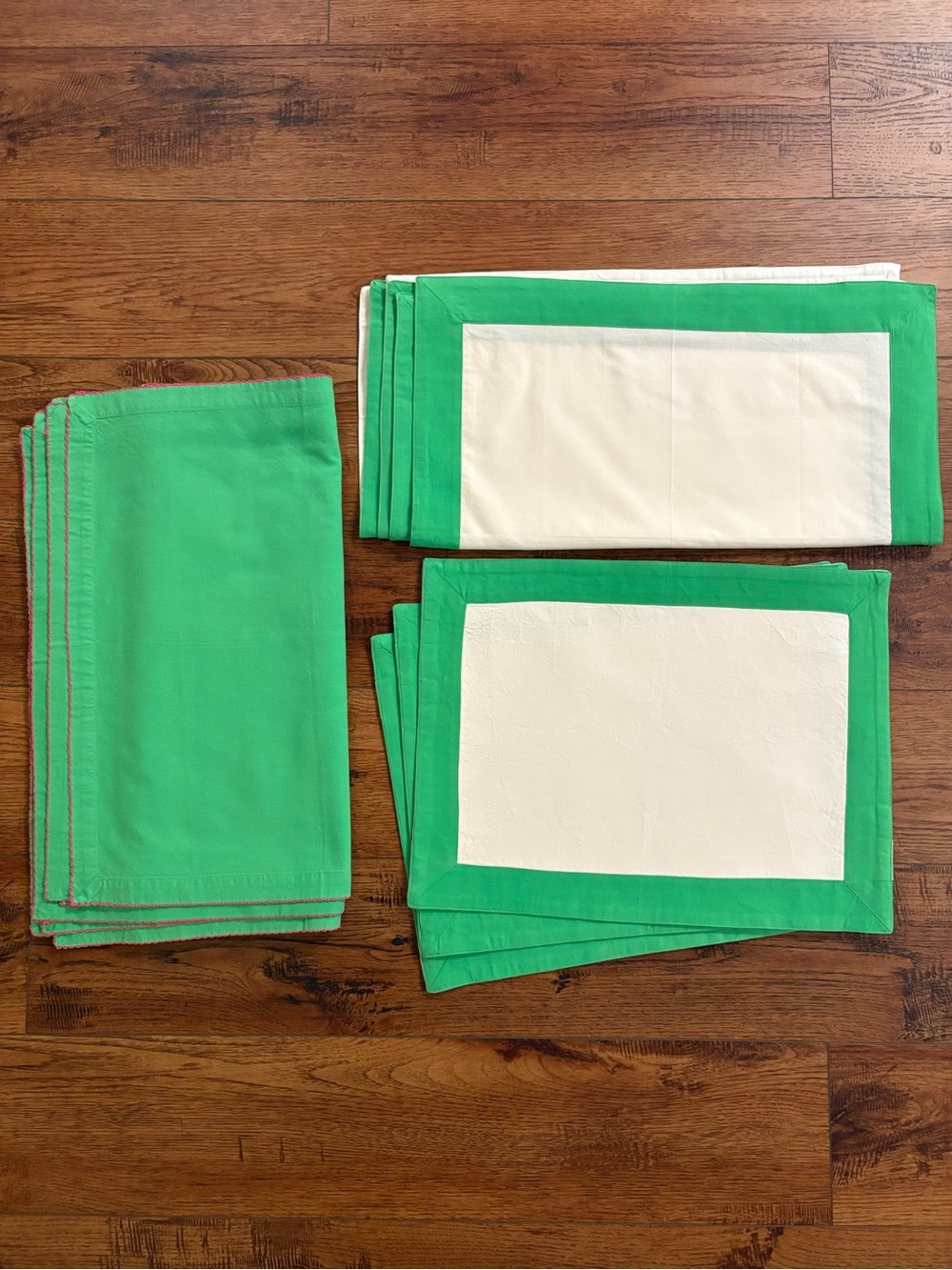 Home James Hamptons 16 Pc Cotton Table Linen Set Green Placemats Napkins